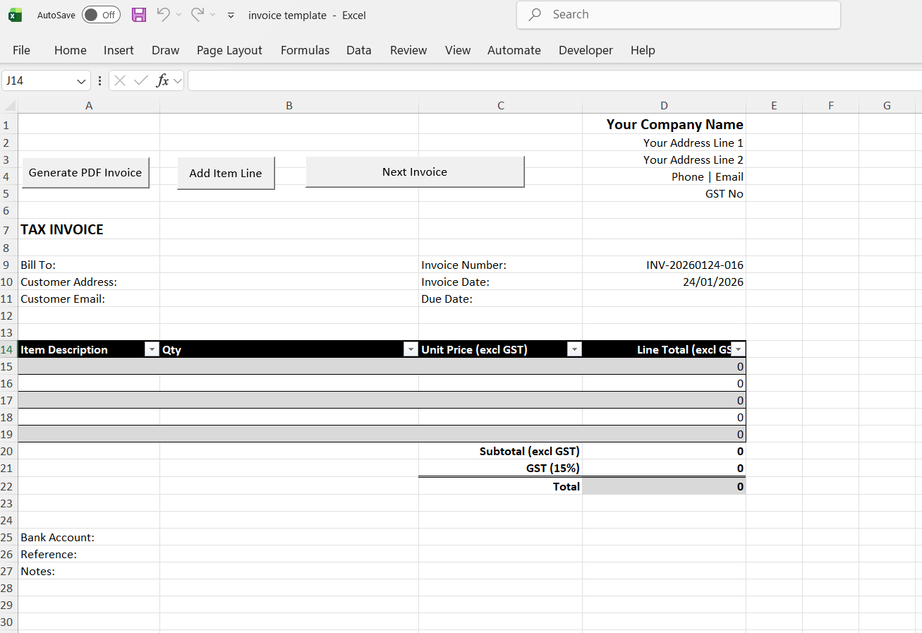 Optee Invoice Template